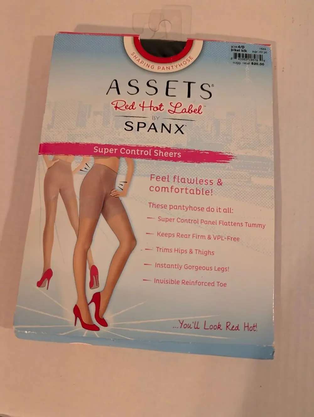 4/D Assets Red Hot Label By Spanx High-waist Sheers Shaping Pantyhose BLACK /NEW
